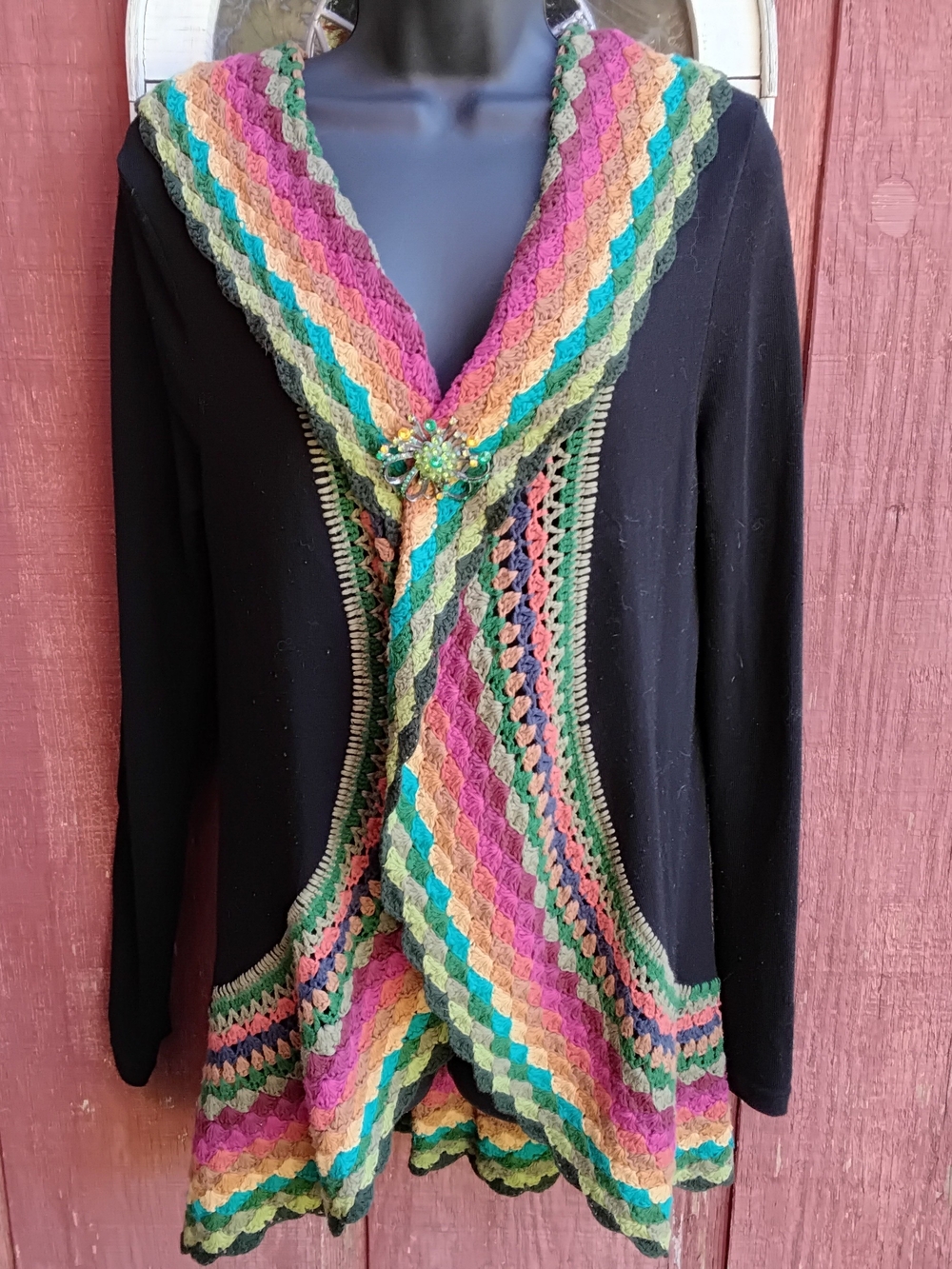 Multicolor Crochet Trim Cardigan